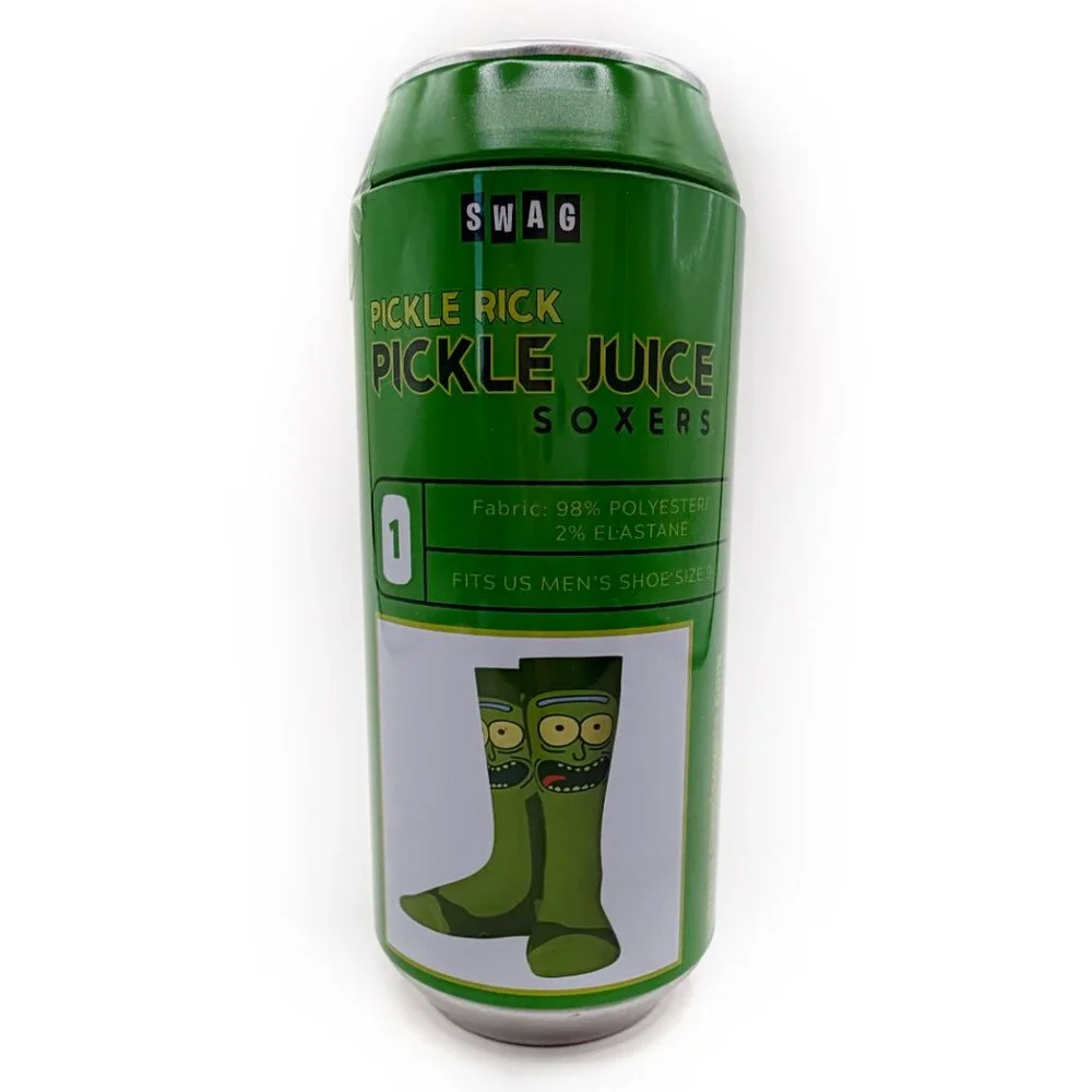 Rick and Morty Pickle Rick Pickle Juice Crew Socks Soxers Mens Fun Funny Gift